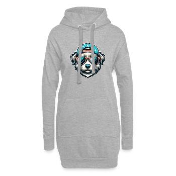 Cute Dog with Basecap and Sunglasses - süsser Hund - Hoodie-Kleid - Grau meliert - Vorne