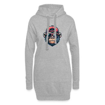 Gorilla with Basecap and Sunglasses - Hoodie-Kleid - Grau meliert - Vorne