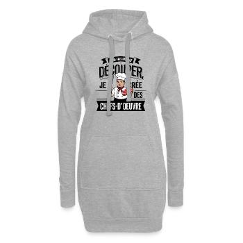 Cadeau boucher humoristique - Sweat-shirt à capuche long Femme - gris chiné - Devant