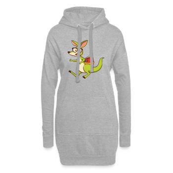 Livre de lecture kangourou mignon avec des lunettes - Sweat-shirt à capuche long Femme - gris chiné - Devant