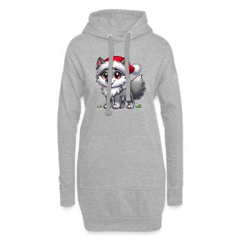 Wolf Merry Christmas - Hoodie-Kleid - Grau meliert - Vorne