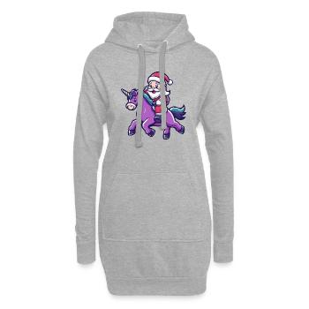 Licorne Père Noël dessin animé - Sweat-shirt à capuche long Femme - gris chiné - Devant