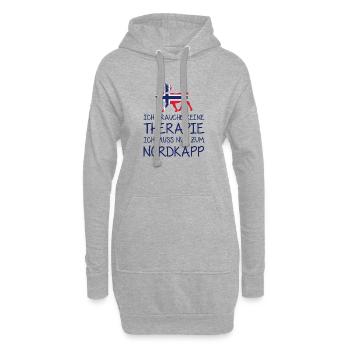 Ich brauche keine Therapie I muss nur zum Nordkapp - Hoodie-Kleid - Grau meliert - Vorne