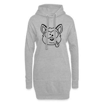 chien renard drôle grimace plisser la langue - Sweat-shirt à capuche long Femme - gris chiné - Devant