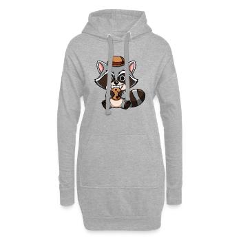 Chibi Kawaii Raccoon - Hoodie Dress - heather grey - Front