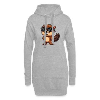 biber comic sonnenbrille - Hoodie-Kleid - Grau meliert - Vorne