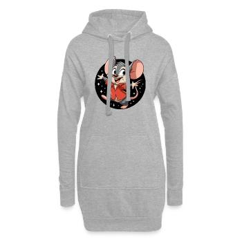La souris danse dans la nuit - Sweat-shirt à capuche long Femme - gris chiné - Devant