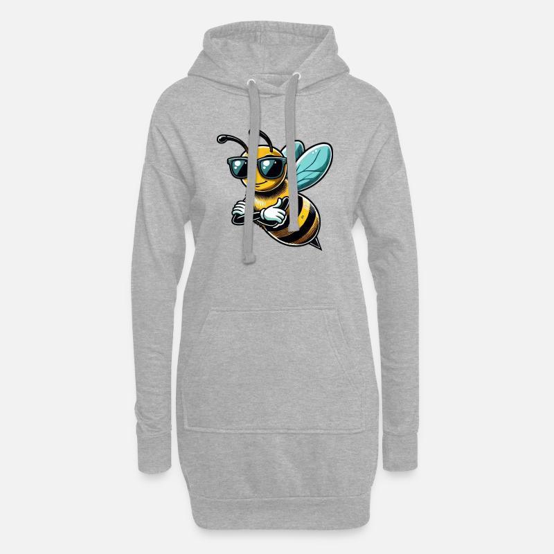 biene cool comic - Hoodie-Kleid - Grau meliert