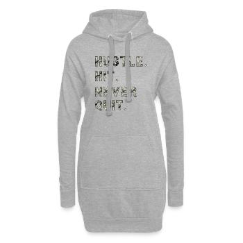 Huste. Hit. Never Quit. - Hoodie-Kleid - Grau meliert - Vorne