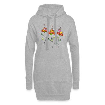 Blumen - Hoodie-Kleid - Grau meliert - Vorne