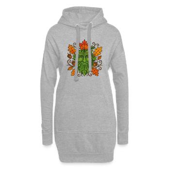 Herbstlicher Greenman - Hoodie-Kleid - Grau meliert - Vorne