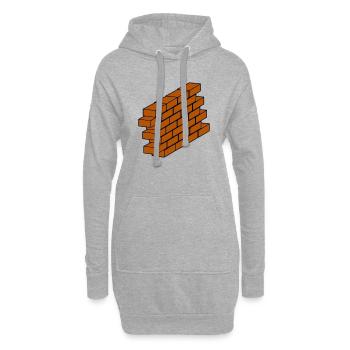 mur - Sweat-shirt à capuche long Femme - gris chiné - Devant