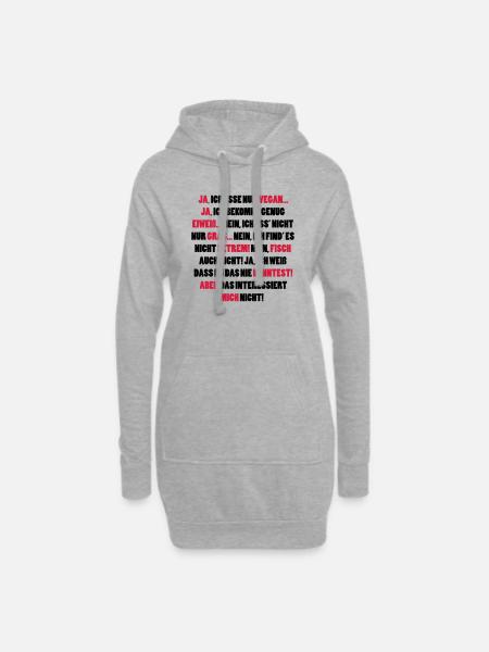 Ja, ich esse nur Vegan - Veganer Sprüche - Hoodie-Kleid - Grau meliert