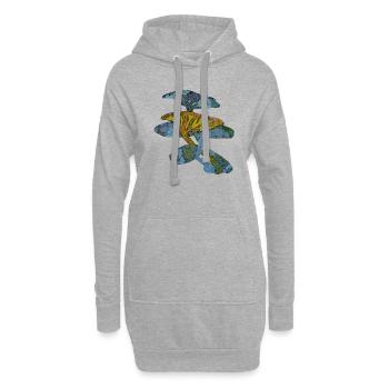Champignons bleus et verts - Sweat-shirt à capuche long Femme - gris chiné - Devant
