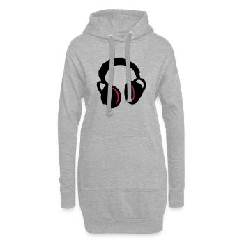Kopfhörer - Headphones - Hoodie-Kleid - Grau meliert - Vorne
