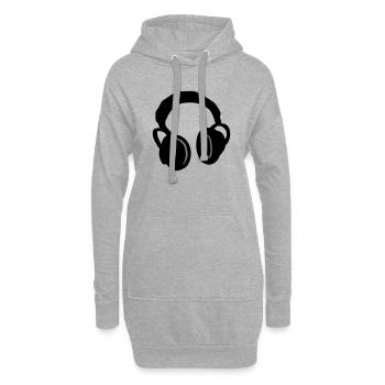 Kopfhörer - Headphones - Hoodie-Kleid - Grau meliert - Vorne