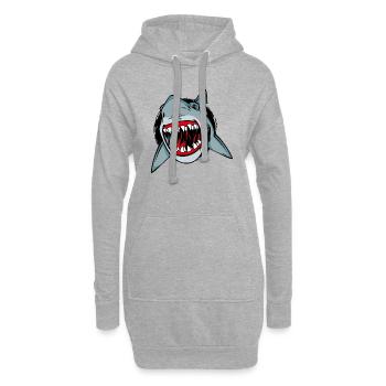 tete shark - Sweat-shirt à capuche long Femme - gris chiné - Devant