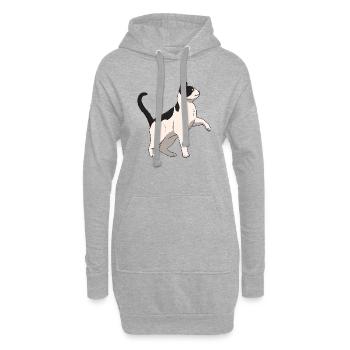 Cat Black and White - Hoodie Dress - heather grey - Front