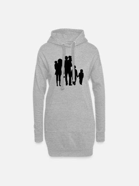 Familie - Hoodie-Kleid - Grau meliert