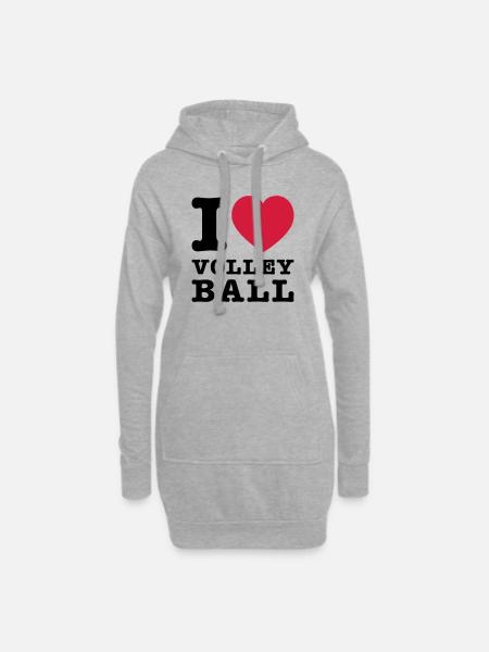 I Love Volleyball 2 - Hoodie-Kleid - Grau meliert