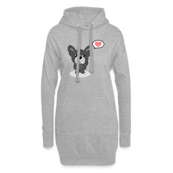 bouledogue français - Sweat-shirt à capuche long Femme - gris chiné - Devant