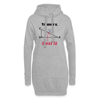 x est ici - Sweat-shirt à capuche long Femme - gris chiné - Devant