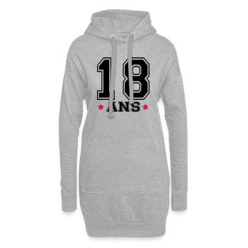 18 ANS,âge,numéro - Sweat-shirt à capuche long Femme - gris chiné - Devant
