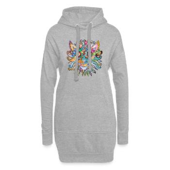 Gazou die blühende Katze - Hoodie-Kleid - Grau meliert - Vorne