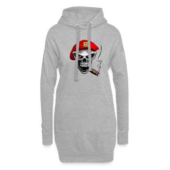 peace army skull - Sweat-shirt à capuche long Femme - gris chiné - Devant
