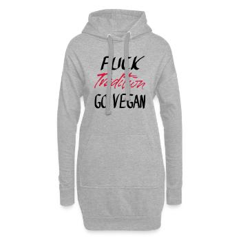 FUCK Tradition GO VEGAN - Sweat-shirt à capuche long Femme - gris chiné - Devant