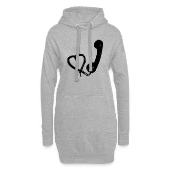 Combiné rétro avec le coeur - Sweat-shirt à capuche long Femme - gris chiné - Devant