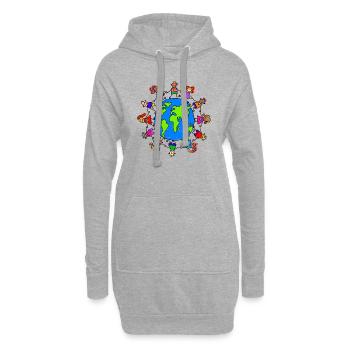 Happy Children Holding Hands Around the World - Hoodie Dress - heather grey - Front