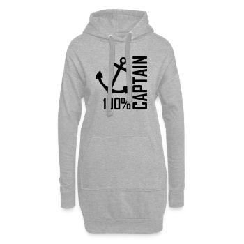 100% captain - Sweat-shirt à capuche long Femme - gris chiné - Devant