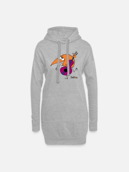 Shadok musicien - Sweat-shirt à capuche long Femme - gris chiné