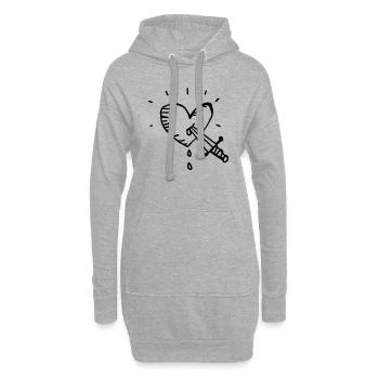 Coeur saignant avec le couteau - Sweat-shirt à capuche long Femme - gris chiné - Devant
