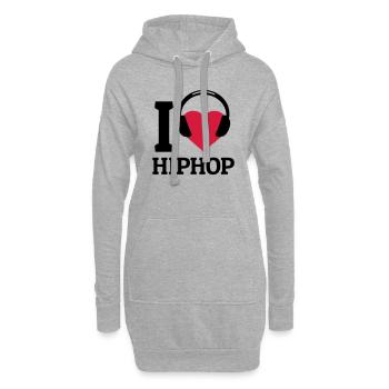 I love Hip Hop - Hoodie-Kleid - Grau meliert - Vorne