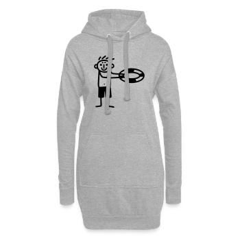 Strichmännchen mit Schwimmreifen - Hoodie-Kleid - Grau meliert - Vorne