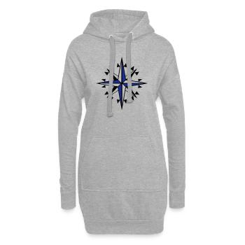 boussolle Rose des vents - Sweat-shirt à capuche long Femme - gris chiné - Devant