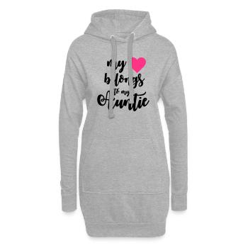 My heart belongs to my Auntie - Hoodie-Kleid - Grau meliert - Vorne