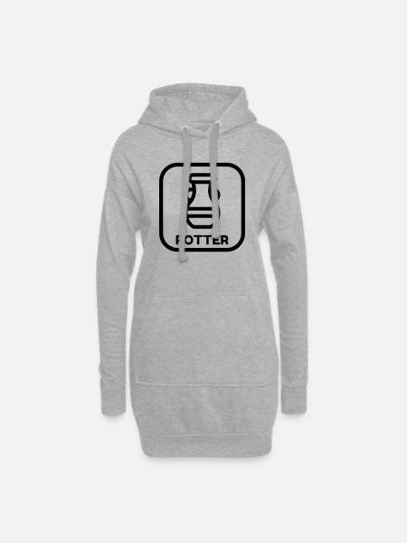 poterie / potier / vase / sculpteur - Sweat-shirt à capuche long Femme - gris chiné