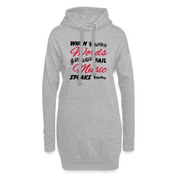 When words fail music speaks - Hoodie-Kleid - Grau meliert - Vorne