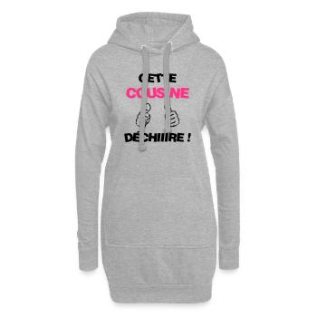 Onkel / Tante / Vetter / Cousin / Kusine - Hoodie-Kleid - Grau meliert - Vorne