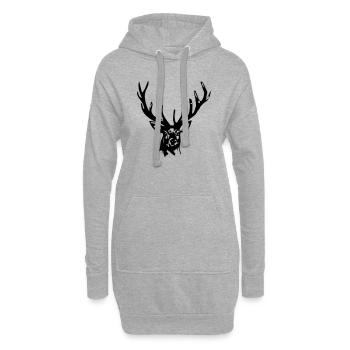Hirsch - Deer - Hoodie-Kleid - Grau meliert - Vorne