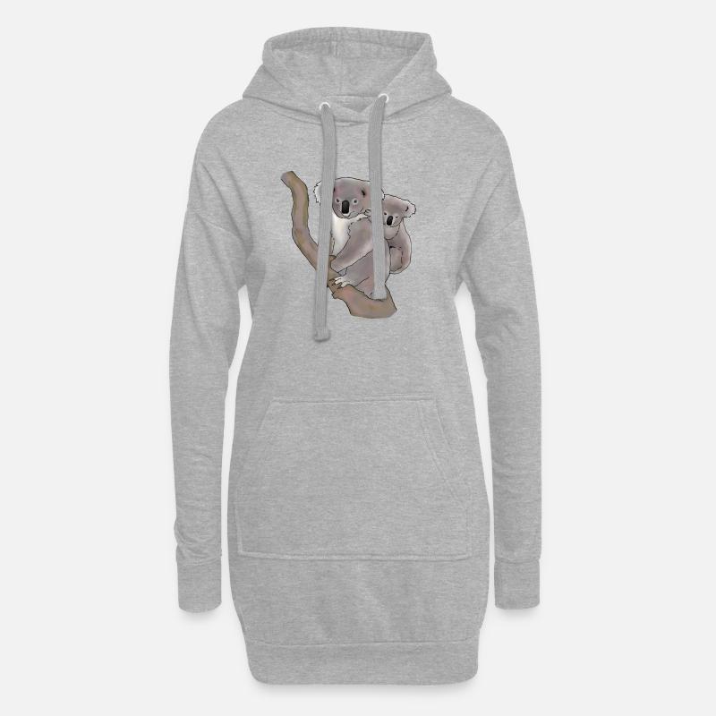 Koala, Mutter und Kind - Hoodie-Kleid - Grau meliert