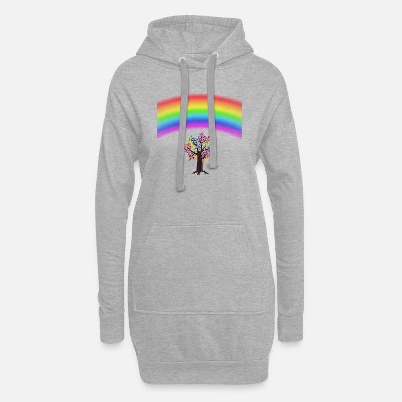 Rainbow Tree - Hoodie Dress - heather grey