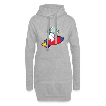 Astronaute à bord d’une fusée - Sweat-shirt à capuche long Femme - gris chiné - Devant