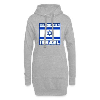 I stand with Israel - Hoodie-Kleid - Grau meliert - Vorne