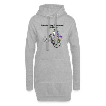 Einhorn mit Fahrrad, Fresst meinen Regenbogen - Hoodie-Kleid - Grau meliert - Vorne