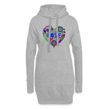 Spread your Love! - Anahata das Herzchakra "Blue" - Hoodie-Kleid - Grau meliert - Vorne