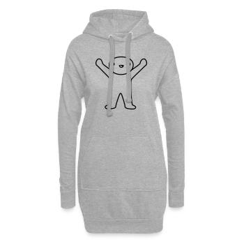 Design glückliches kleines Männchen - Hoodie-Kleid - Grau meliert - Vorne